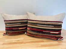 Load image into Gallery viewer, READY TO SHIP Pair of Lumbar Designer Pillow Cover with Decorative Cording, Size: 16” x 22”