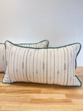 Load image into Gallery viewer, READY TO SHIP "Pair" of Embroidered Lumbar Pillow Covers with Contrast Cording, Designer Throw Pillow, Size: 14” x 24”