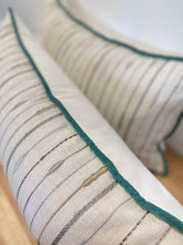 Load image into Gallery viewer, READY TO SHIP "Pair" of Embroidered Lumbar Pillow Covers with Contrast Cording, Designer Throw Pillow, Size: 14” x 24”