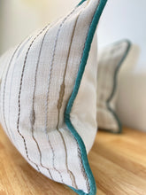 Load image into Gallery viewer, READY TO SHIP "Pair" of Embroidered Lumbar Pillow Covers with Contrast Cording, Designer Throw Pillow, Size: 14” x 24”