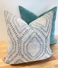 Load image into Gallery viewer, READY TO SHIP Textured Teal Hexagonal Design Pillow Cover, Size 18” x 18”