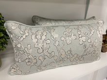 Load image into Gallery viewer, READY TO SHIP Pair of Sage Spring Garden Self-Corded Lumbar Pillow Covers with inserts included, Size: 13” x 24”