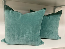 Load image into Gallery viewer, READY TO SHIP Pistachio Velvet Designer Pillow Cover, Size 18” x 18”