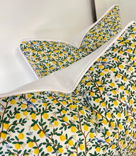 Load image into Gallery viewer, READY TO SHIP Rifle Paper Lemon Pattern Designer Pillow Cover with Cording and Lined, Size 20x20”