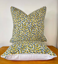 Load image into Gallery viewer, READY TO SHIP Rifle Paper Lemon Pattern Designer Pillow Cover with Cording and Lined, Size 20x20”