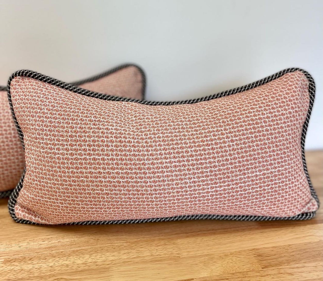 READY TO SHIP Textured Lumbar Pillow Cover with Decorative Cording, Size: 10” x 20”