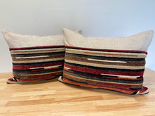 Load image into Gallery viewer, READY TO SHIP Pair of Lumbar Designer Pillow Cover with Decorative Cording, Size: 16” x 22”
