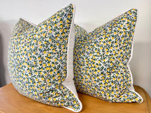 Load image into Gallery viewer, READY TO SHIP Rifle Paper Lemon Pattern Designer Pillow Cover with Cording and Lined, Size 20x20”
