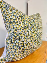 Load image into Gallery viewer, READY TO SHIP Rifle Paper Lemon Pattern Designer Pillow Cover with Cording and Lined, Size 20x20”
